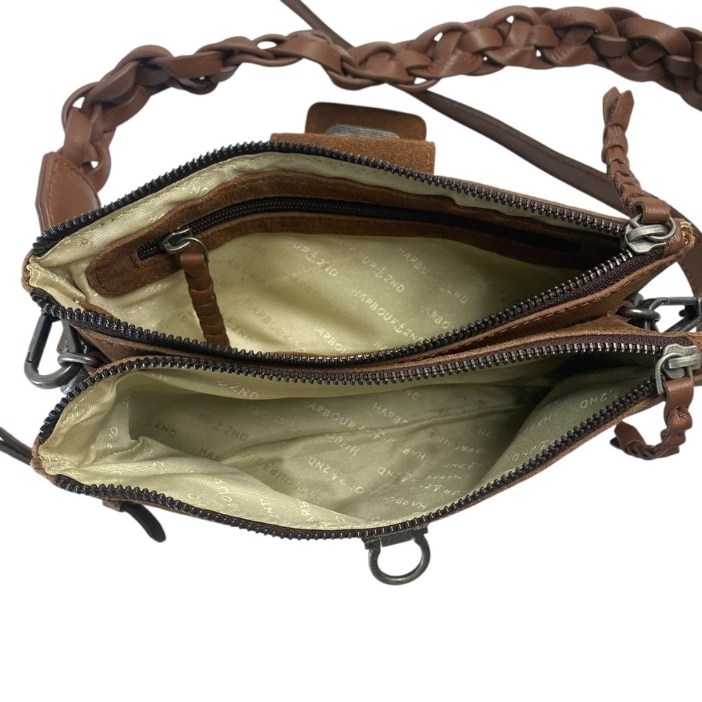 HARBOUR 2nd brown Suede Leather Crossbody Shoulder bag Double Strap Baguette - Picture 11 of 12